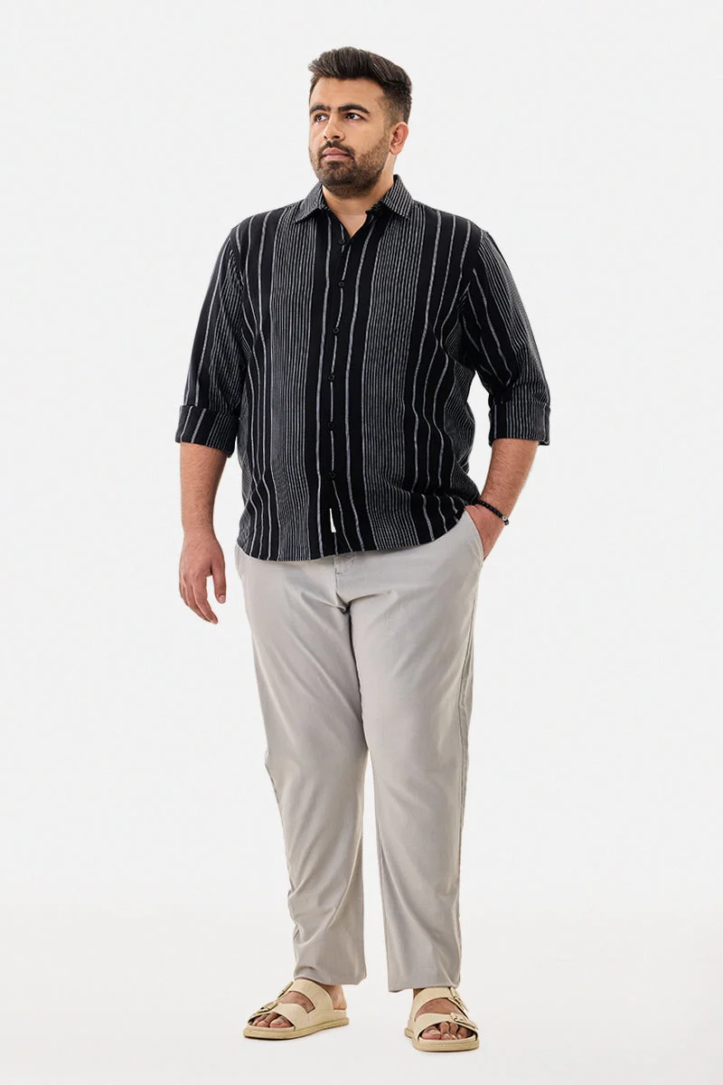 سنيتش Linen Blend Stripes Plus Size Shirt